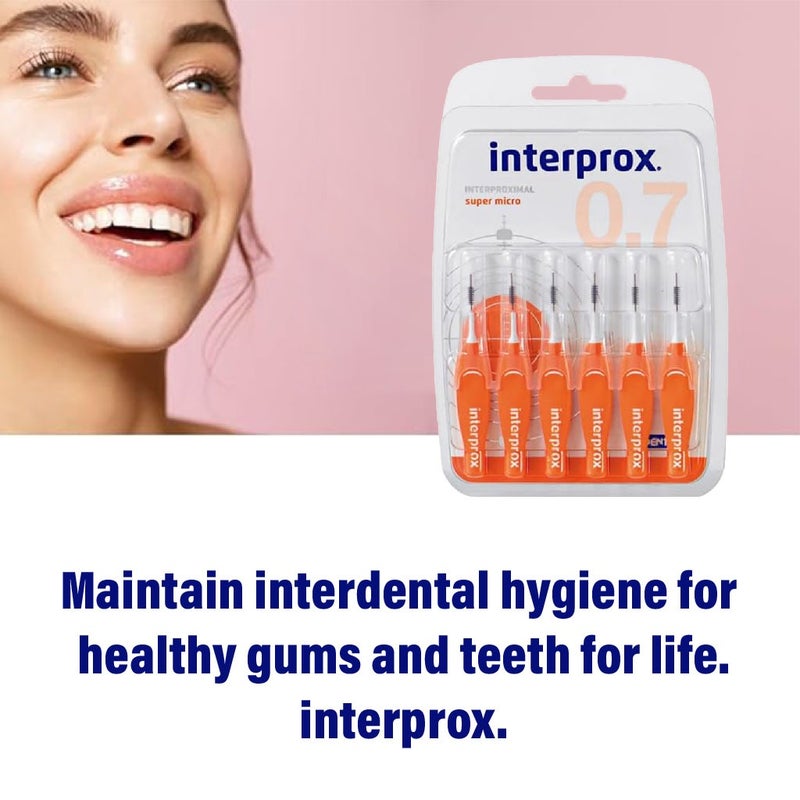 Dentaid Interprox Interdental Super Micro Toothbrushes 0.7mm - Orange, Pack of 6’s