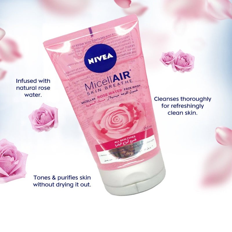 Nivea MicellAIR Skin Breathe Micellar Rose Water Facial Wash 150 mL