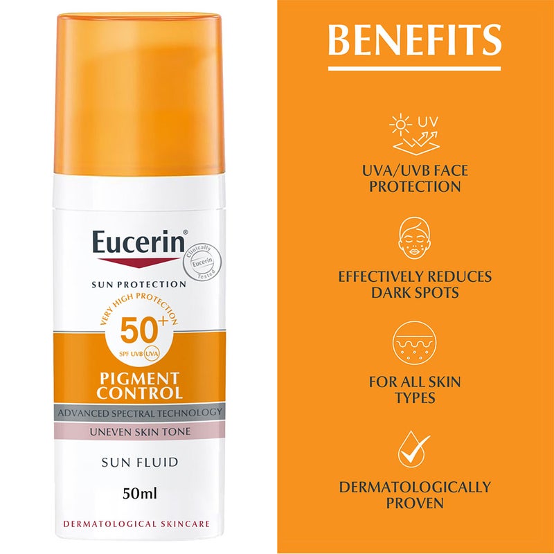 Eucerin Sun Pigment Control Sunscreen SPF50+ Sun Fluid For Uneven Skin Tone 50ml