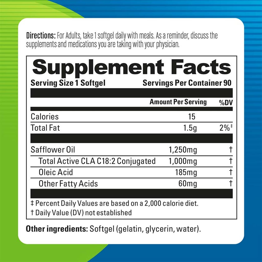Blueberry Naturals CLA 1000mg Softgels For Weight Management, Pack of 90's