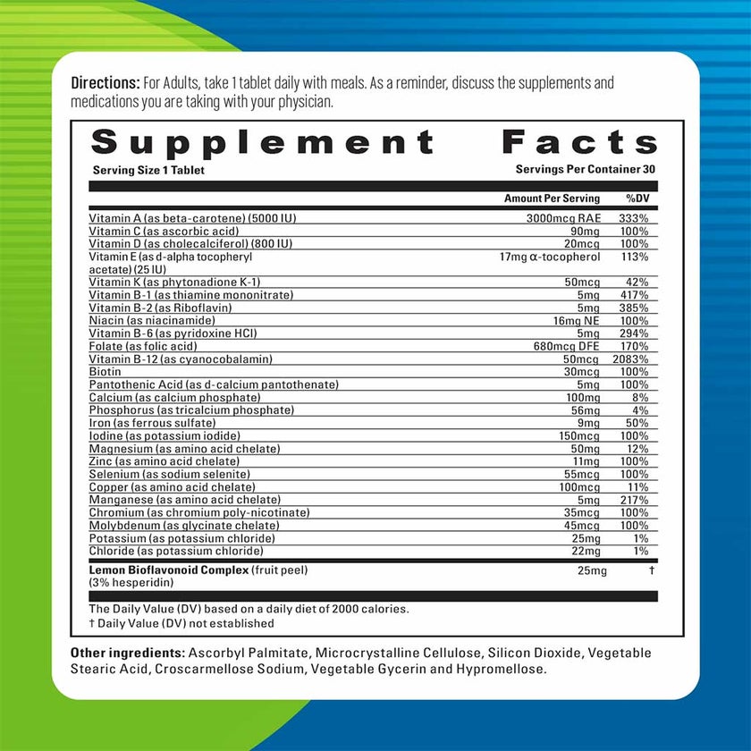 Blueberry Naturals Rainbow Adult Multivitamins & Minerals Supplement Tablets, Pack of 30's