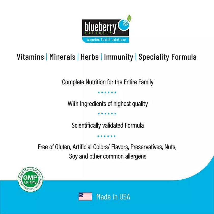 Blueberry Naturals Rainbow Adult Multivitamins & Minerals Supplement Tablets, Pack of 30's
