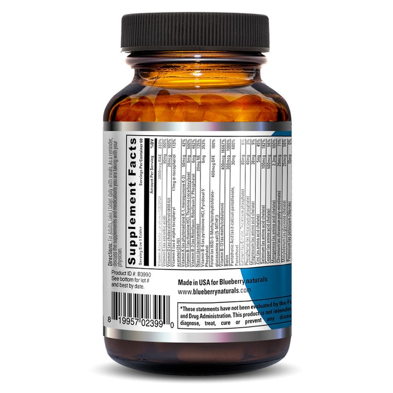 Blueberry Naturals One Daily Men's Multivitamins & Minerals Tablets, Pack of 60's 