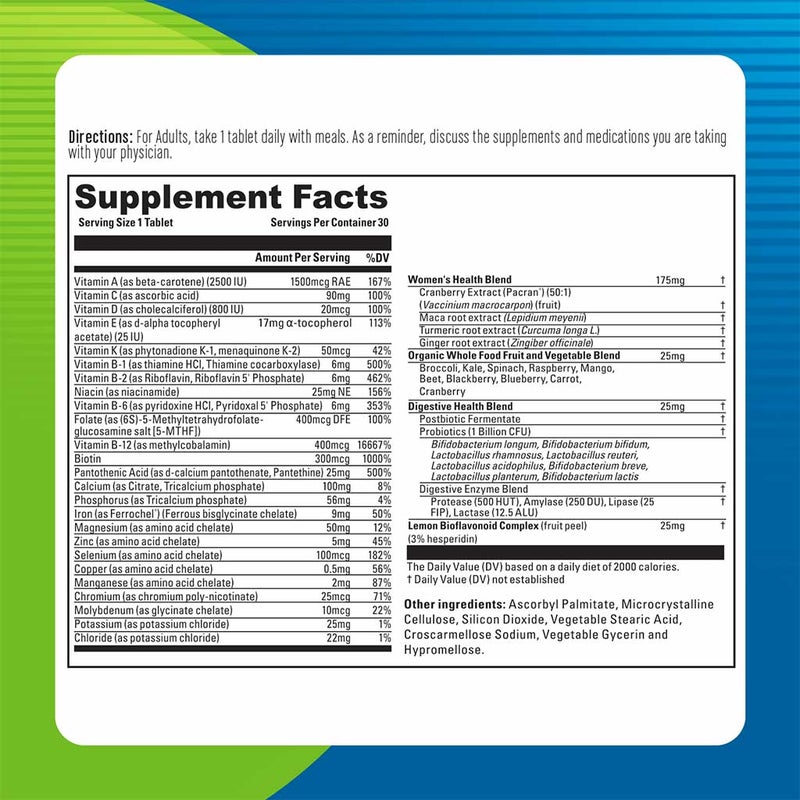 Blueberry Naturals One Daily Women's Multivitamins & Minerals Tablets, Pack of 60's 