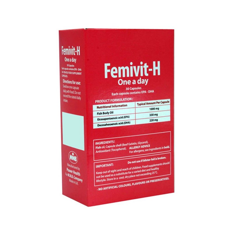 Femivit-H One A Day Fish Oil Women's Supplement Capsules, Pack of 30's