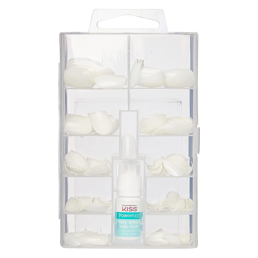 Kiss 100 Full Cover Nail Kit, Active Oval With Glue, 100PS13C, Pack of 100's