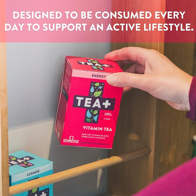 Vitabiotics Tea+ Energy Vitamin Tea Bags For Energy Support, Pack of 14's