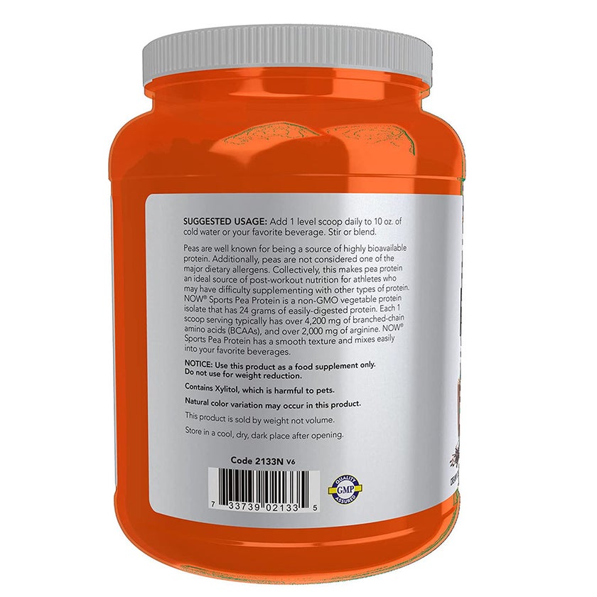 Now Sports Pea Protein Powder With BCAAs, Chocolate For Muscle Growth & Recovery 2lbs