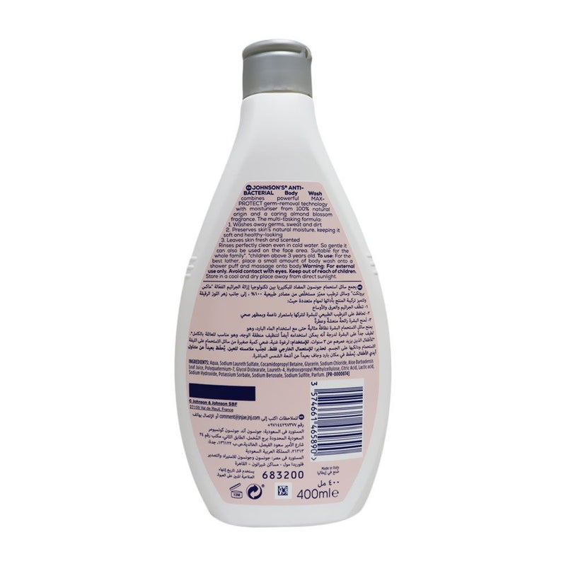 Johnson's 3 in 1 Antibacterial Almond Blossom Body Wash 400 mL