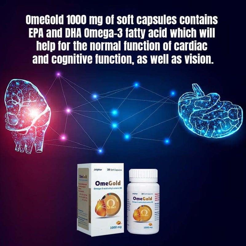 OmeGold 1000mg Omega 3 Fish Oil Supplement Capsules, Pack of 28's
