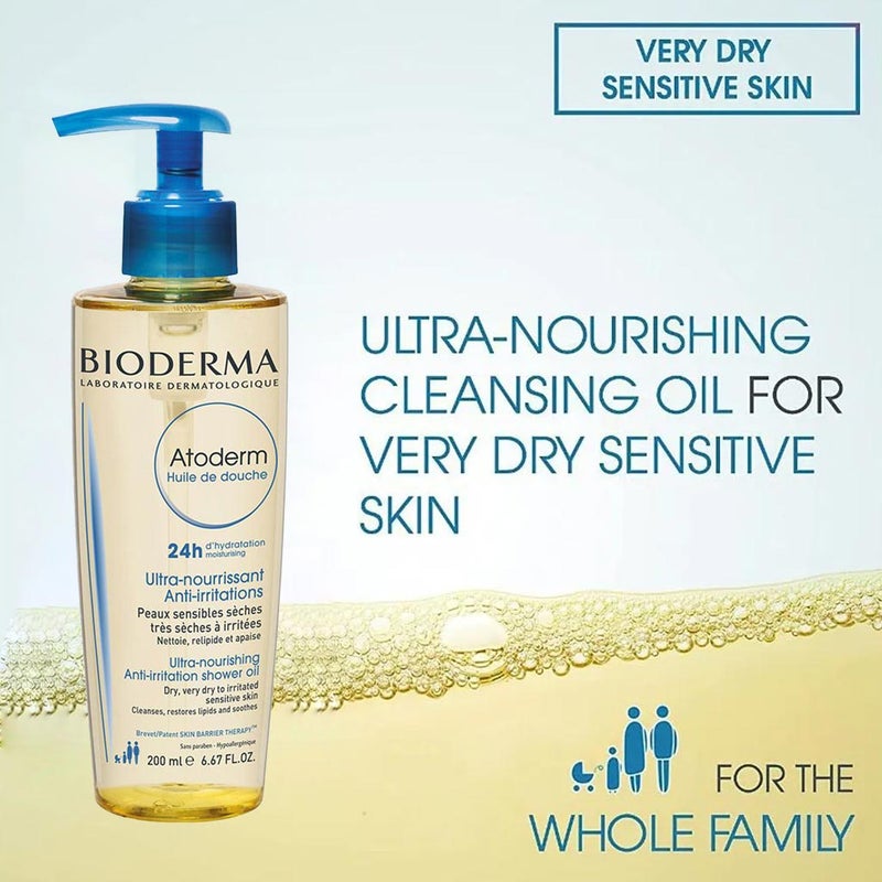Bioderma Atoderm Nourishing Anti irritation Shower Oil For Irritated And Dry Sensitive Skin 200ml