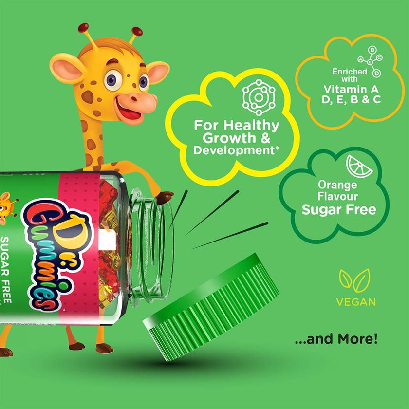 Dr. Gummies Kids Sugar Free Multivitamin Gummies For Healthy Growth and Development, Orange flavour, Pack of 60's