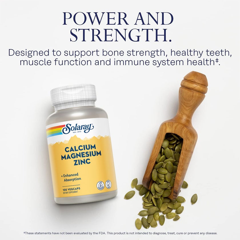 Solaray Calcium Magnesium Zinc Veg Capsules, Pack of 100's