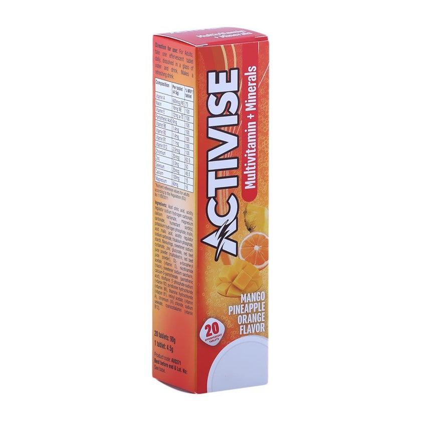 Activise Multivitamins And Minerals Effervescent Tablets For Energy & Wellness, Pack of 20's