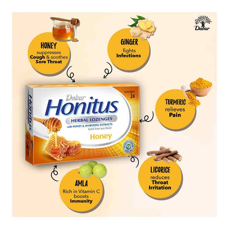 Dabur Honitus Herbal Lozenges Honey 24's