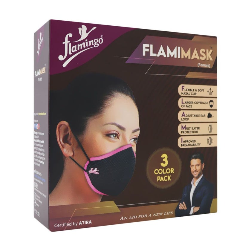 Flamingo FlamiMask Reusable & Washable Face Mask Female, Pack of 3's