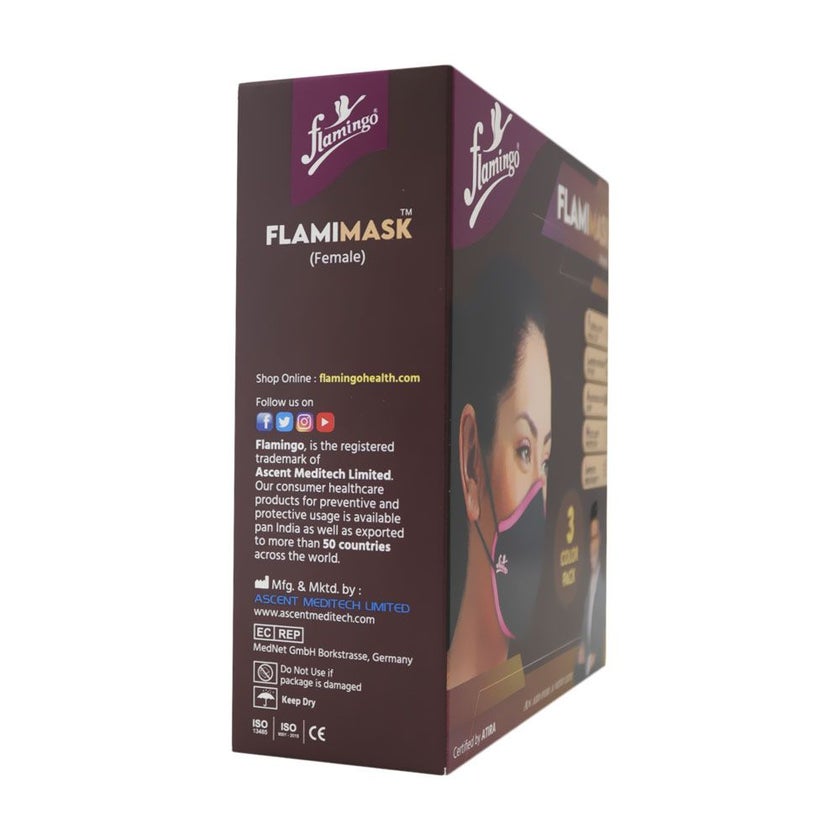 Flamingo FlamiMask Reusable & Washable Face Mask Female, Pack of 3's