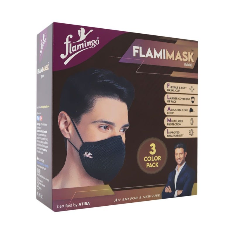 Flamingo FlamiMask Reusable & Washable Face Mask Male 3's