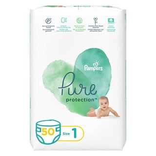 Pampers Pure Protection Premium Cotton Newborn Baby Diapers, Size 1, 2-5Kg, Pack of 50's