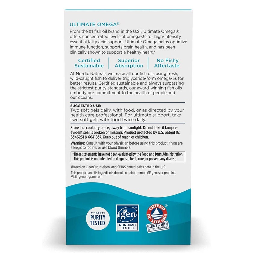 Nordic Naturals Ultimate Omega 3 Softgels, Pack of 60's