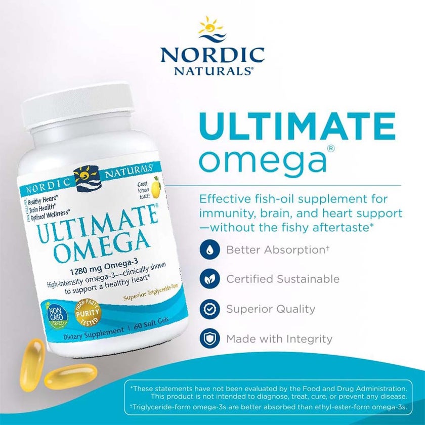 Nordic Naturals Ultimate Omega 3 Softgels, Pack of 60's