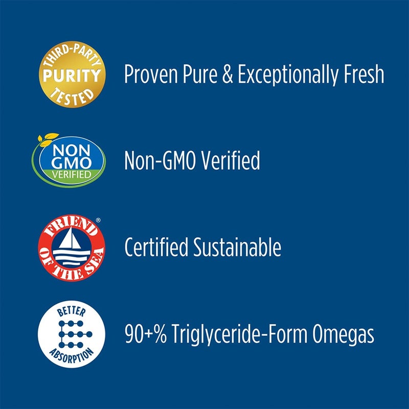 Nordic Naturals Omega 3 690mg Per Serving Fish Oil Supplement Softgels, Pack of 60's