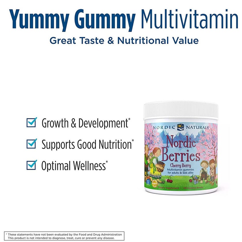 Nordic Naturals Kids and Adults Nordic Berries Multivitamins Gummies, Pack of 120's