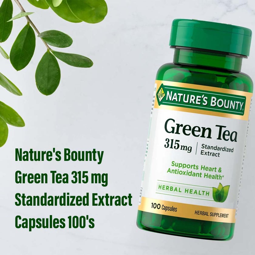Nature's Bounty Green Tea Extract 315mg Capsules For Antioxidant Support, Pack of 100's