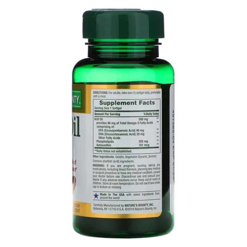 Nature's Bounty Krill Oil 500mg Softgels, Pack of 30's