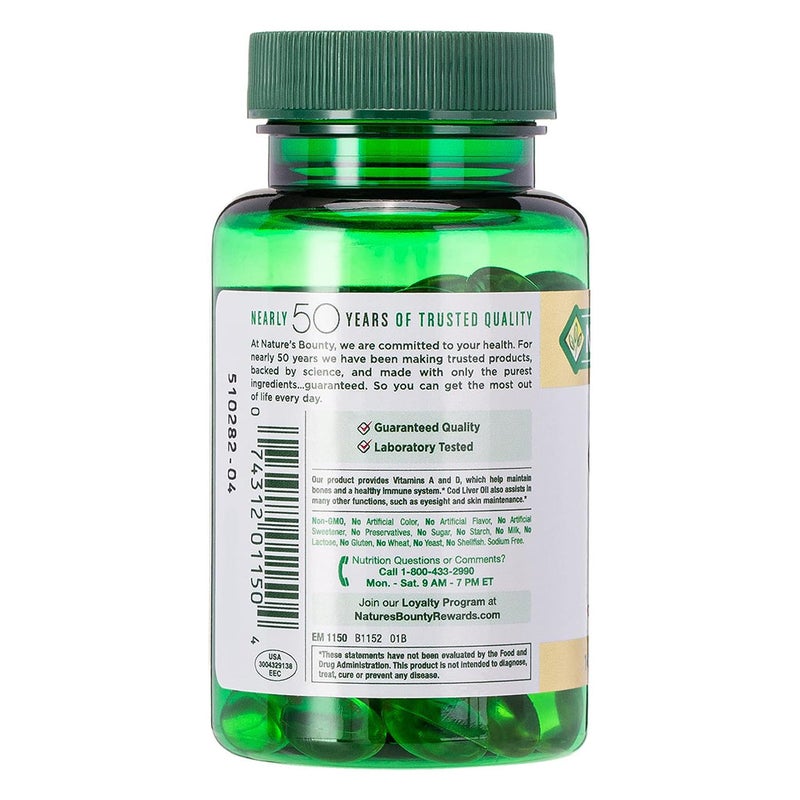 Nature's Bounty Omega 3 Cod Liver Oil Softgels, Pack of 100's