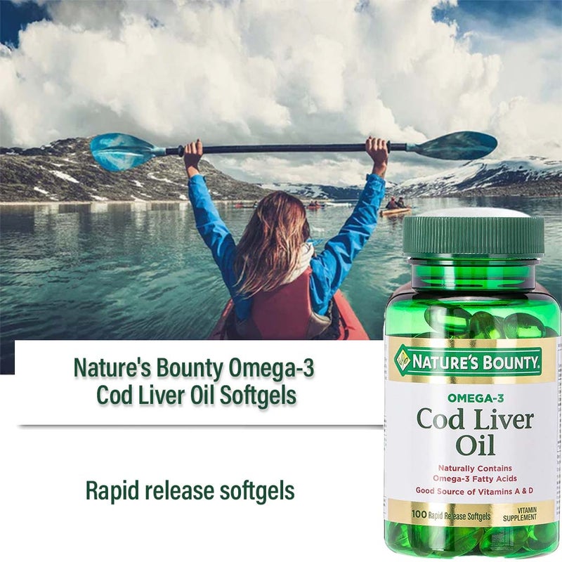 Nature's Bounty Omega 3 Cod Liver Oil Softgels, Pack of 100's