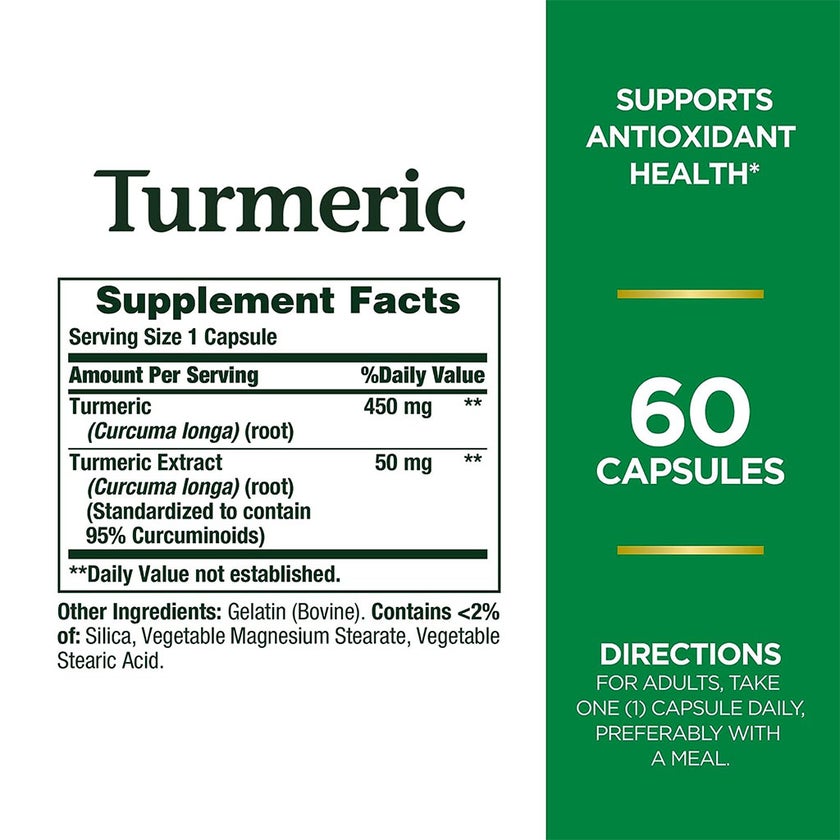 Nature's Bounty Turmeric 450mg Capsules, Pack of 60's