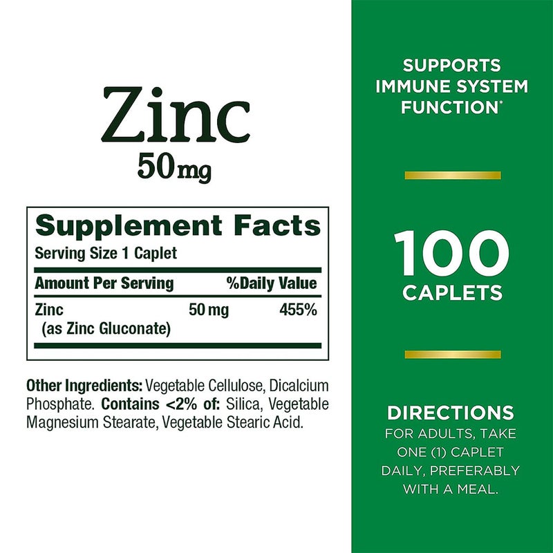 Nature's Bounty Zinc 50 mg Caplet 100's