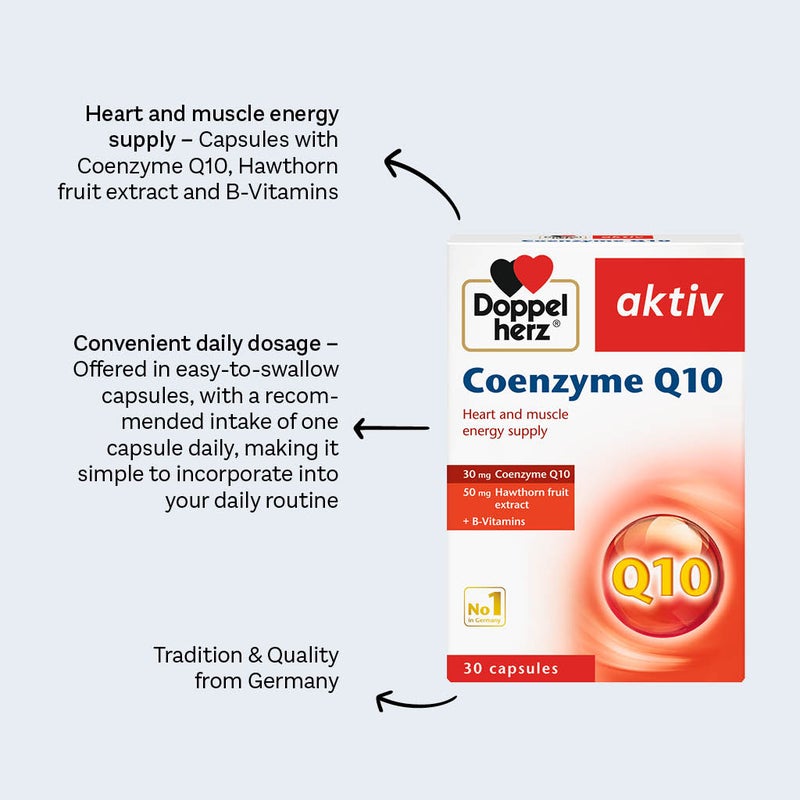 Doppelherz aktiv Coenzyme Q10 Capsules For Healthy Heart, Muscle & Energy Support, Pack of 30's