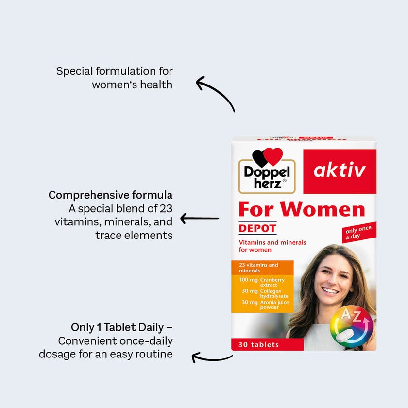 Doppelherz aktiv Women's Multivitamins & Minerals Depot Supplement Tablets, Pack of 30's