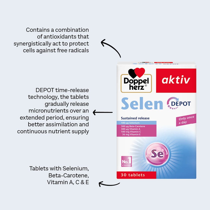 Doppelherz aktiv Selen Depot Selenium Tablets For Antioxidant & Immunity Support, Pack of 30's