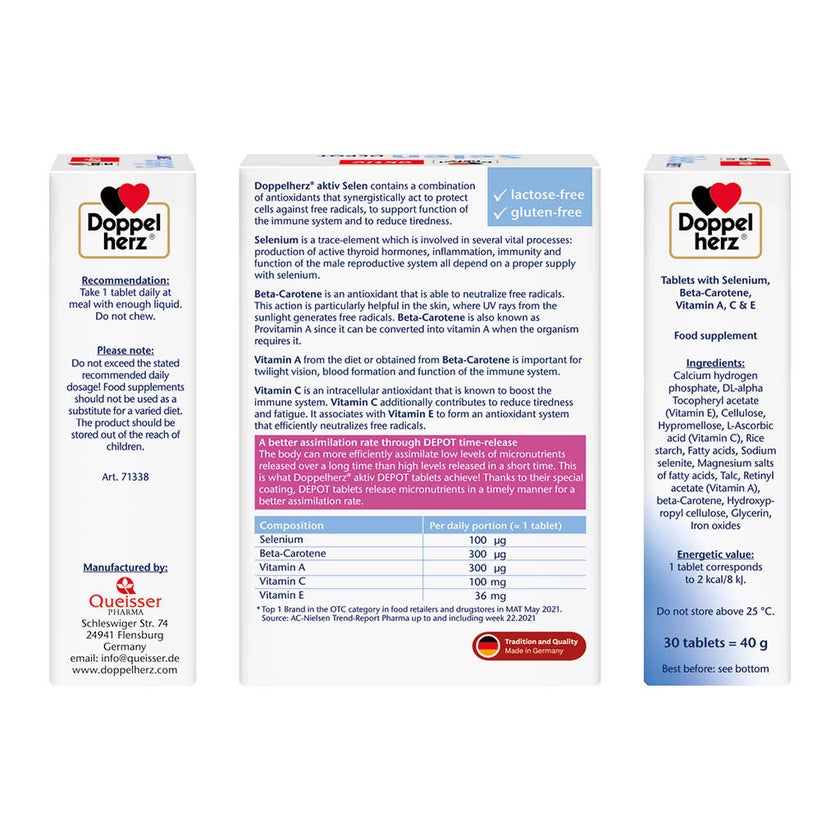 Doppelherz aktiv Selen Depot Selenium Tablets For Antioxidant & Immunity Support, Pack of 30's