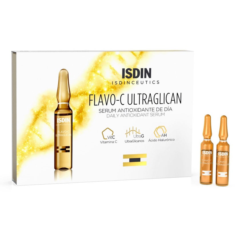 Isdin Isdinceutics Flavo-C Ultraglican Daily Antioxidant Serum Ampoules 2ml, Pack of 10's