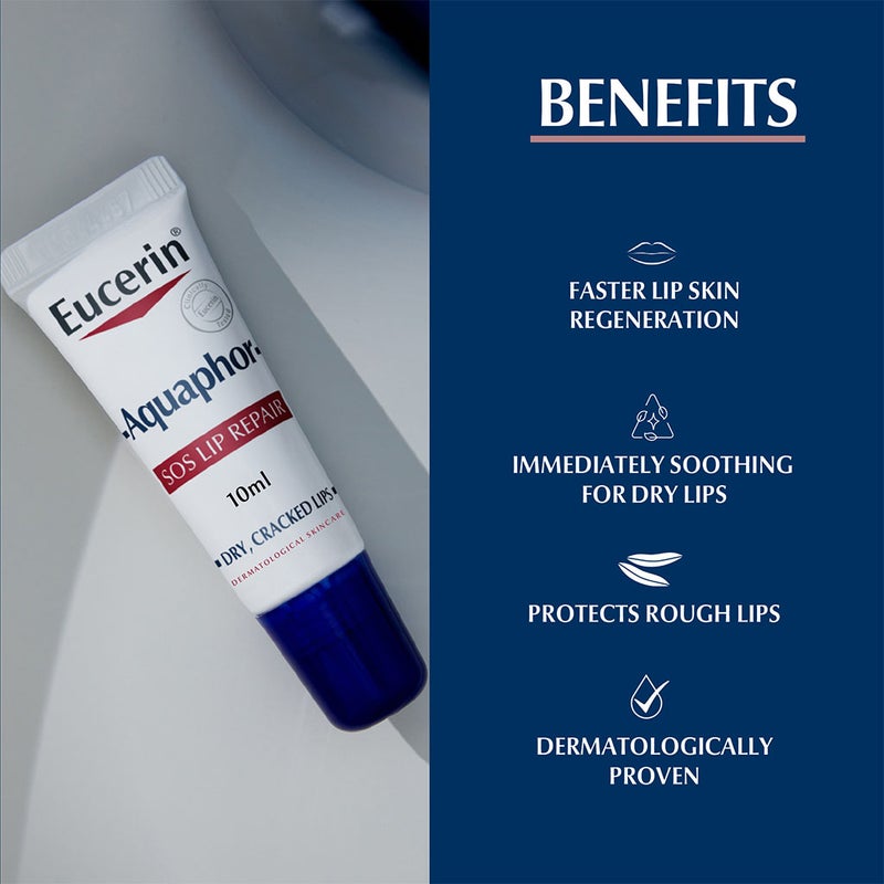 Eucerin Aquaphor SOS Lip Repair Balm For Dry & Cracked Lips 10ml