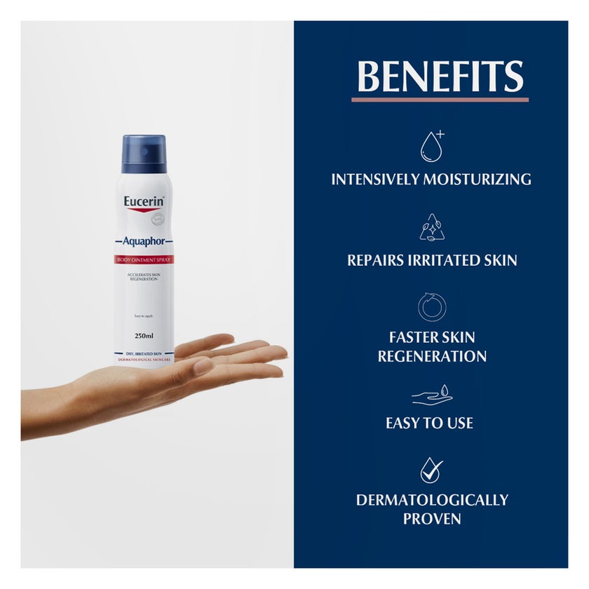 Eucerin Aquaphor Body Soothing Ointment Spray For Dry & Cracked Skin 250ml