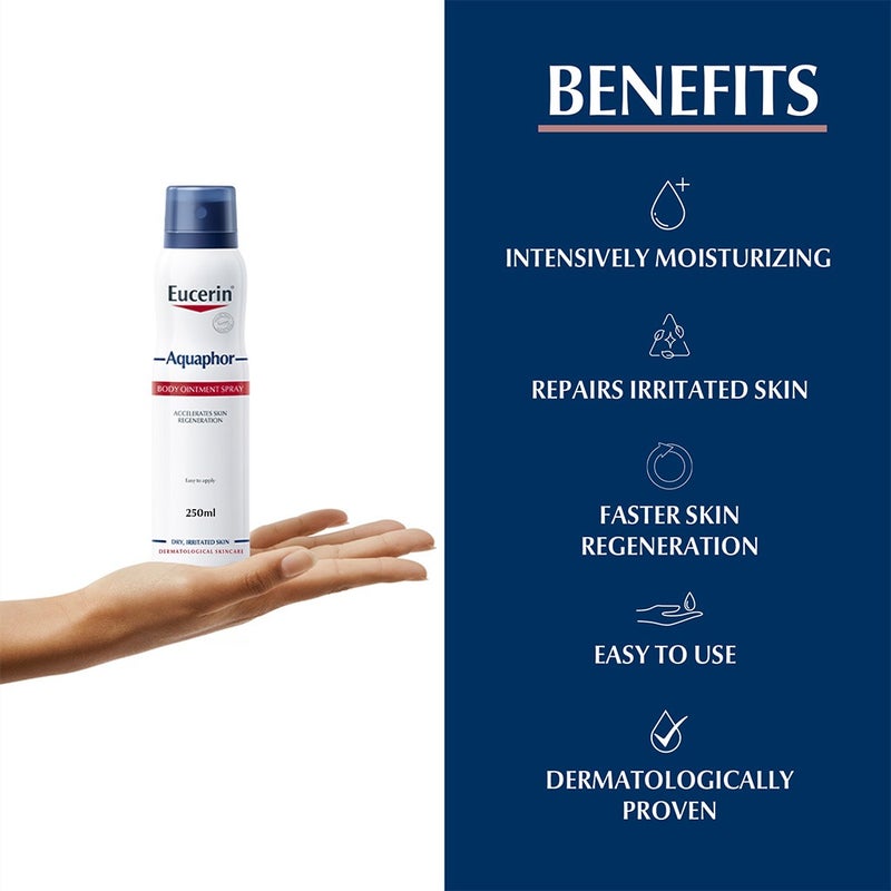 Eucerin Aquaphor Body Soothing Ointment Spray For Dry & Cracked Skin 250ml