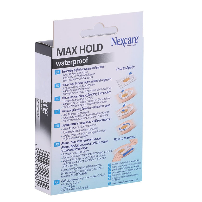 3M Nexcare Max Hold Waterproof Bandage, Pack of 12's