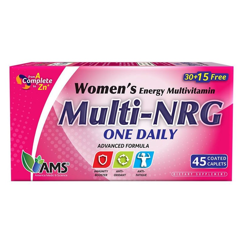 AMS Multi-NRG Women's Energy Multivitamin Supplement Tablets, Pack of 45's