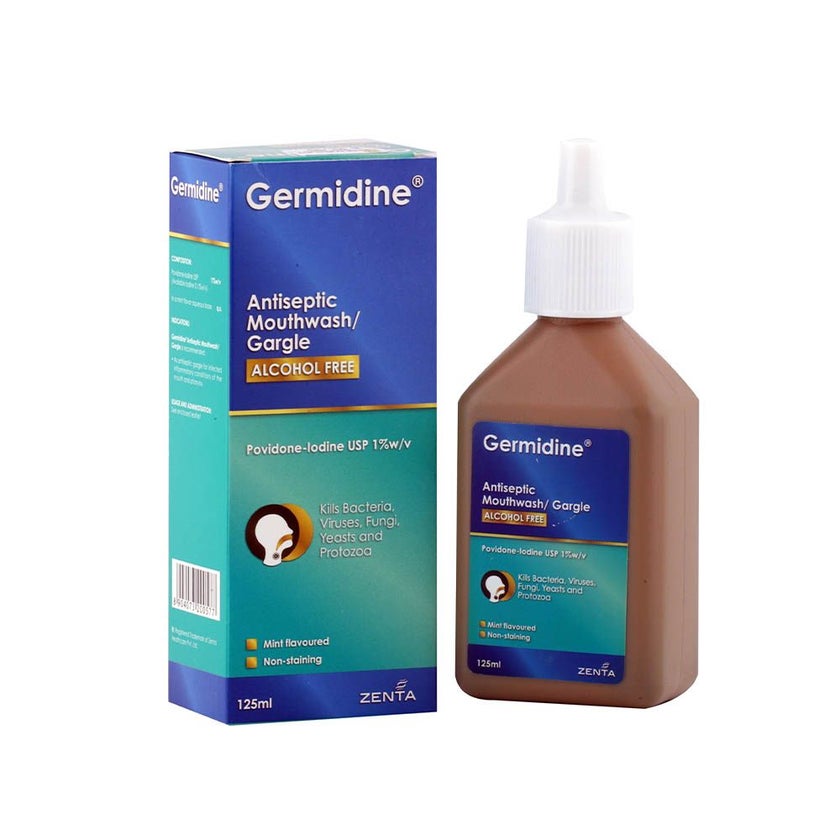 Germidine Antiseptic Mouthwash/Gargle Alcohol Free 125ml