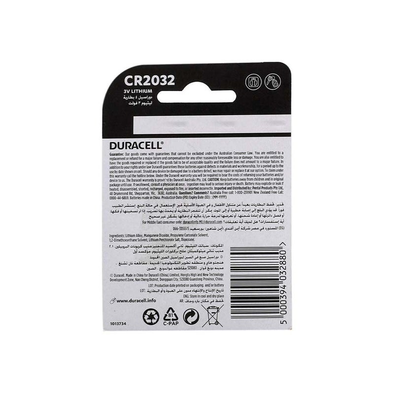 Duracell 3V Lithium Battery CR2032 4's