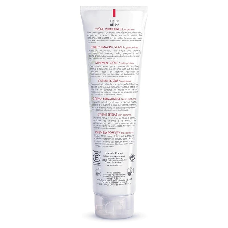 Mustela 3 In 1 Maternity Stretch Marks Cream For Pregnancy, Fragrance Free 150ml