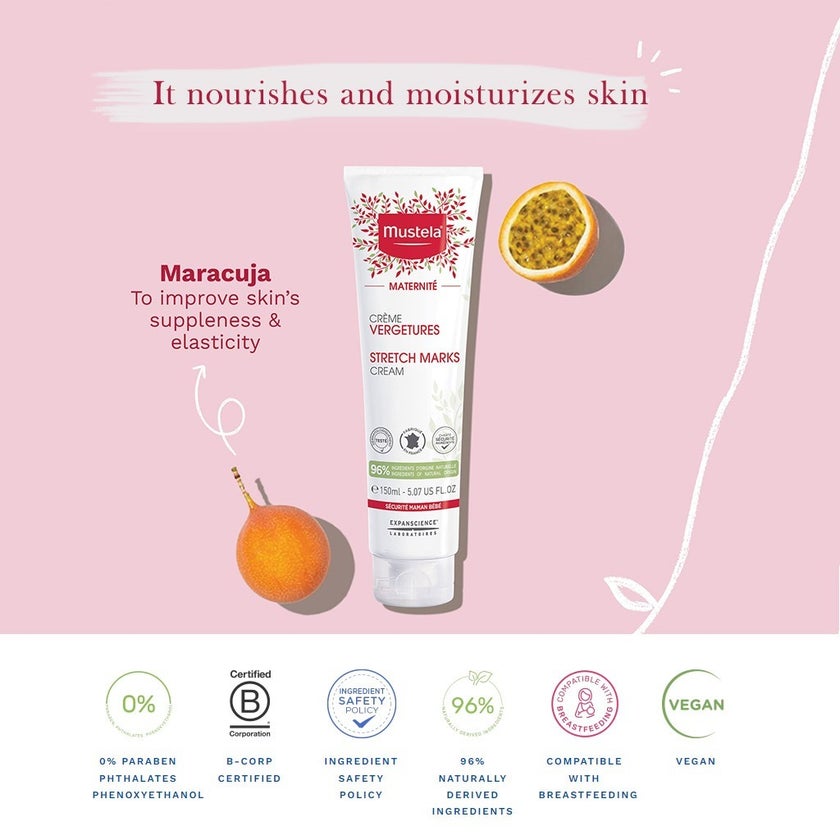 Mustela 3 In 1 Maternity Stretch Marks Cream For Pregnancy, 150ml