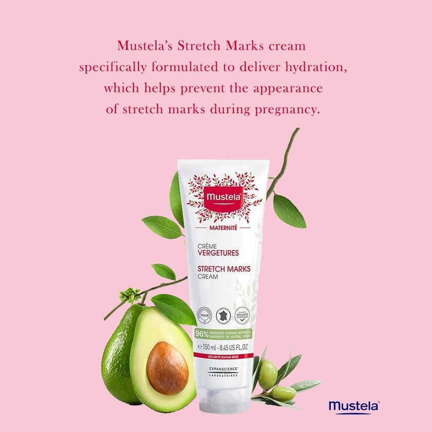 Mustela 3 In 1 Maternity Stretch Marks Cream For Pregnancy, 150ml