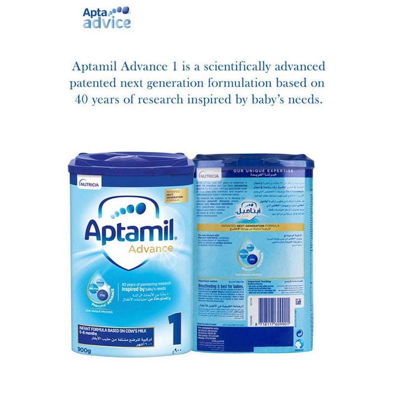 Aptamil Advance Stage 1 Baby Milk Formula For 0 To 6 Months 900g
