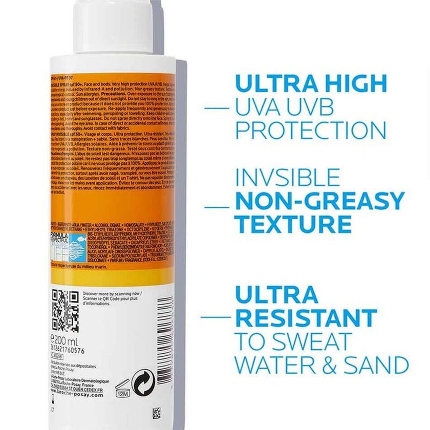 La Roche-Posay Anthelios SPF50+ Invisible Sunscreen Body Spray 200ml